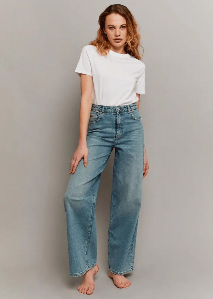 TALLY WEIJL DUST BLUE WIDE LEG JEANS