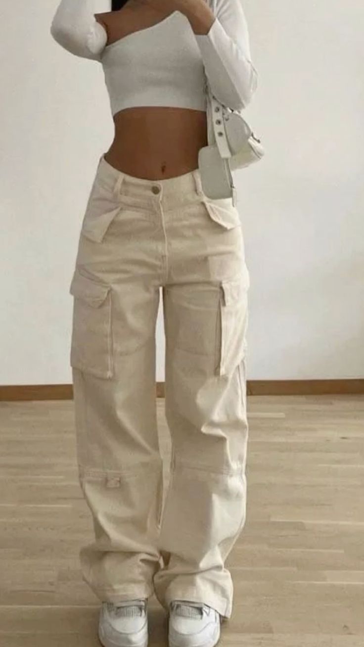 MNG BEIGE HIGH WAISTED FLARE CARGO